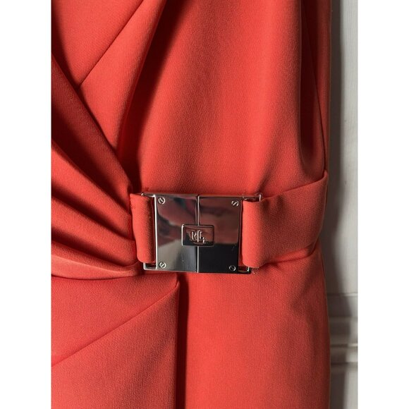 Lauren Ralph Lauren Sleeveless Crepe Cocktail Dress Hyannis Port Orange Size 4 - Picture 4 of 10